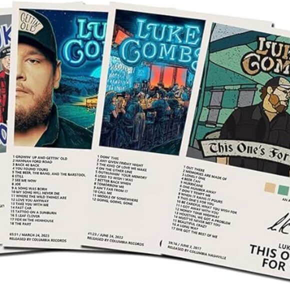 Luke Combs Poster Gettin' Old Poster Growin' Up Poster 4 Piece Set on Canvas - Picture 3 of 3